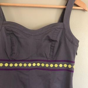 Boden petite sheath dress with green & purple trim